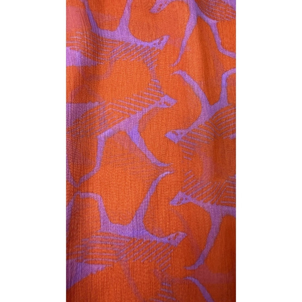Volcom‎ Sheer Button Front Blouse Orange Purple Abstract Print Lightweight Shirt - Picture 6 of 13